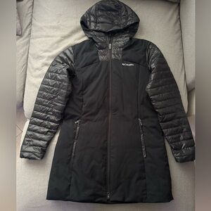 Columbia Women's Black Fenn Ridge Mid Jacket Insulated Hooded Coat